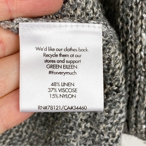 Eileen Fisher Petite Karma Shimmer Metallic Linen Blend Sweater Size PS - Picture 7 of 8